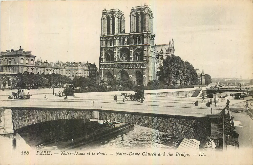 Paris — Notre-Dame e o Ponte — LL. — N° 128 - Frente