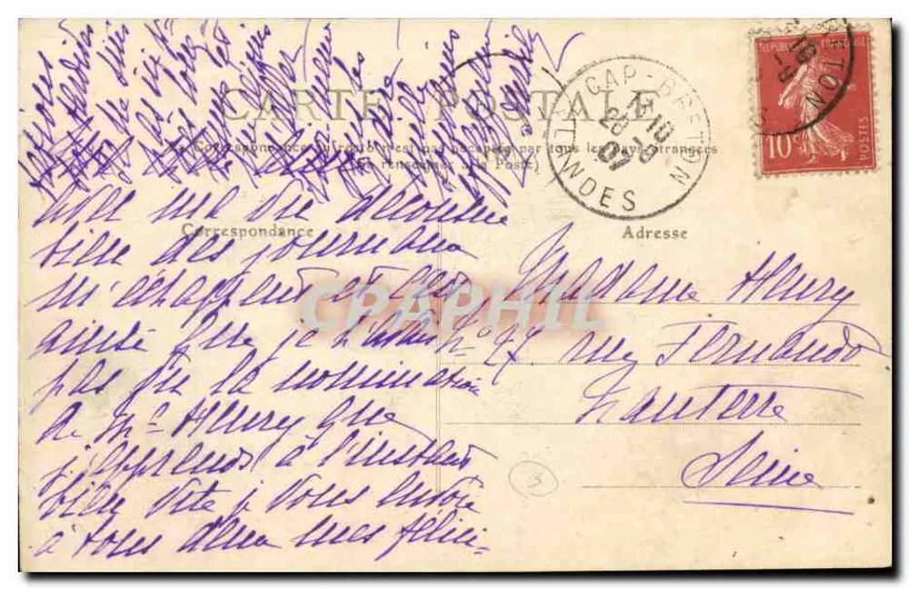 Bayonne - La Barre — farol e barcos a vela — editor R.B. (n°11) - Verso
