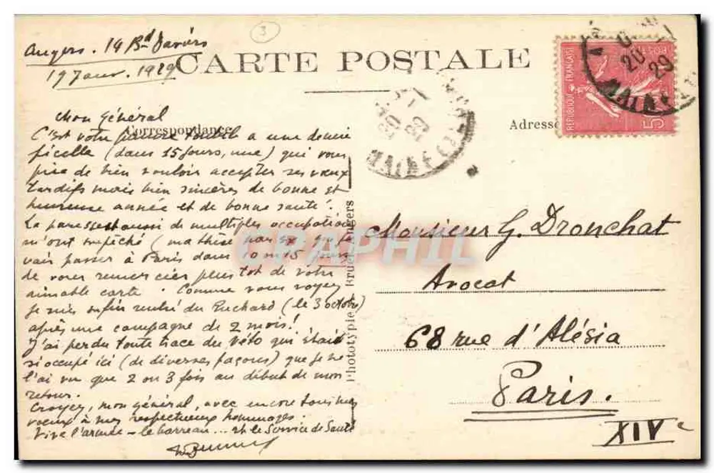 Angers — Perspectiva do Boulevard Foch — A. B. - Verso