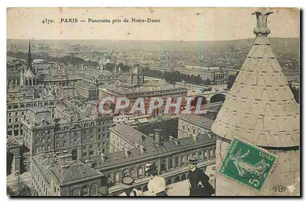 PARIS — Panorama tirado de Notre-Dame — Editor E.D. n°4370 - Frente