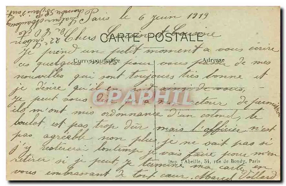 Paris — O Hotel de Ville — L'Abeille Achérie - Verso