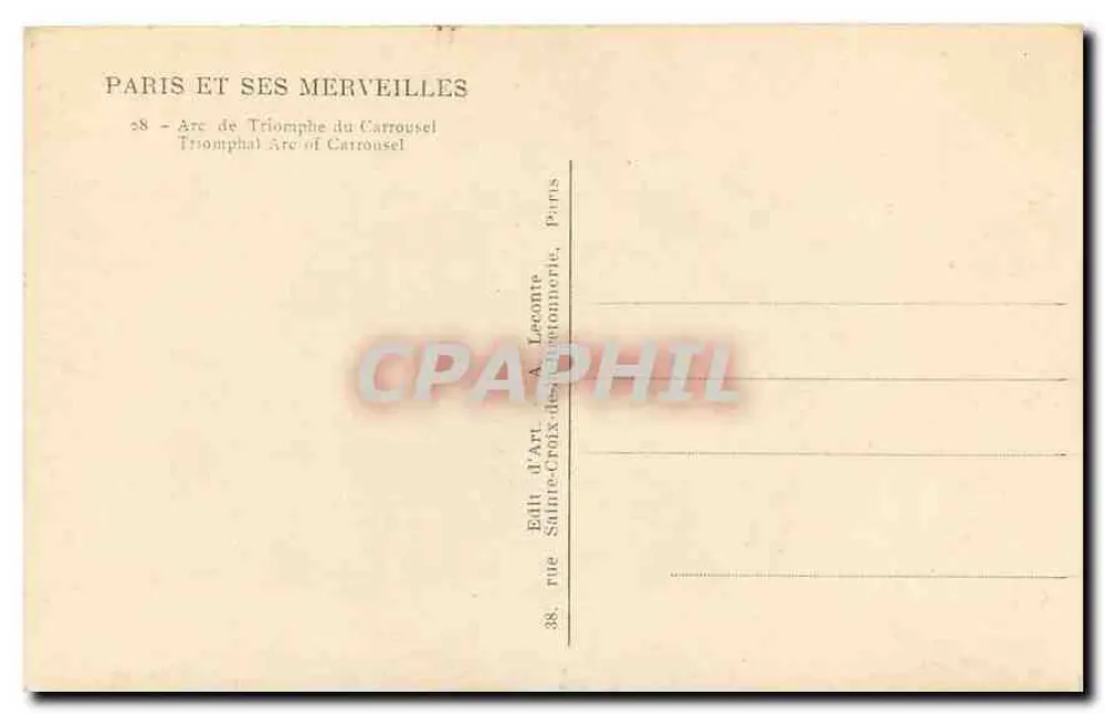 Arc de Triomphe du Carrousel — Paris — Éd. d'Art, Paris - Verso