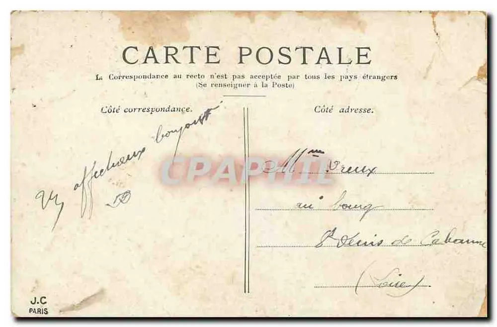Paris — A Place du Palais-Royal — J.C. Paris - Verso