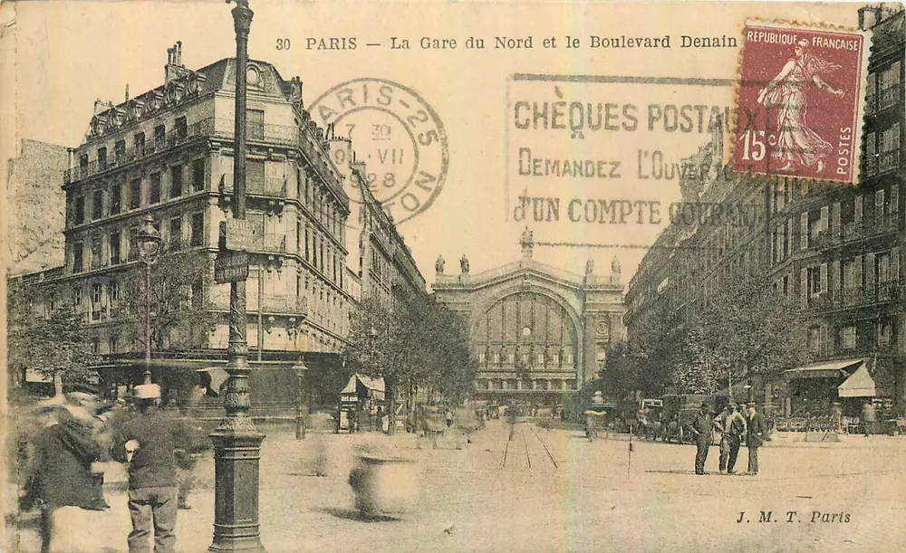 Paris — Die Gare du Nord und der Boulevard Denain — J. M. T. Paris, n°30 - Vorderseite