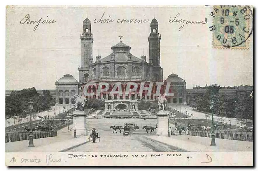 Paris - Le Trocadéro vu du Pont d'Iéna — éditeur non visible, n° de série non visible - Recto