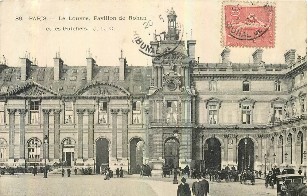 Paris — Le Louvre. Pavillon de Rohan et les Guichets — J. L. C. n°86 - Recto