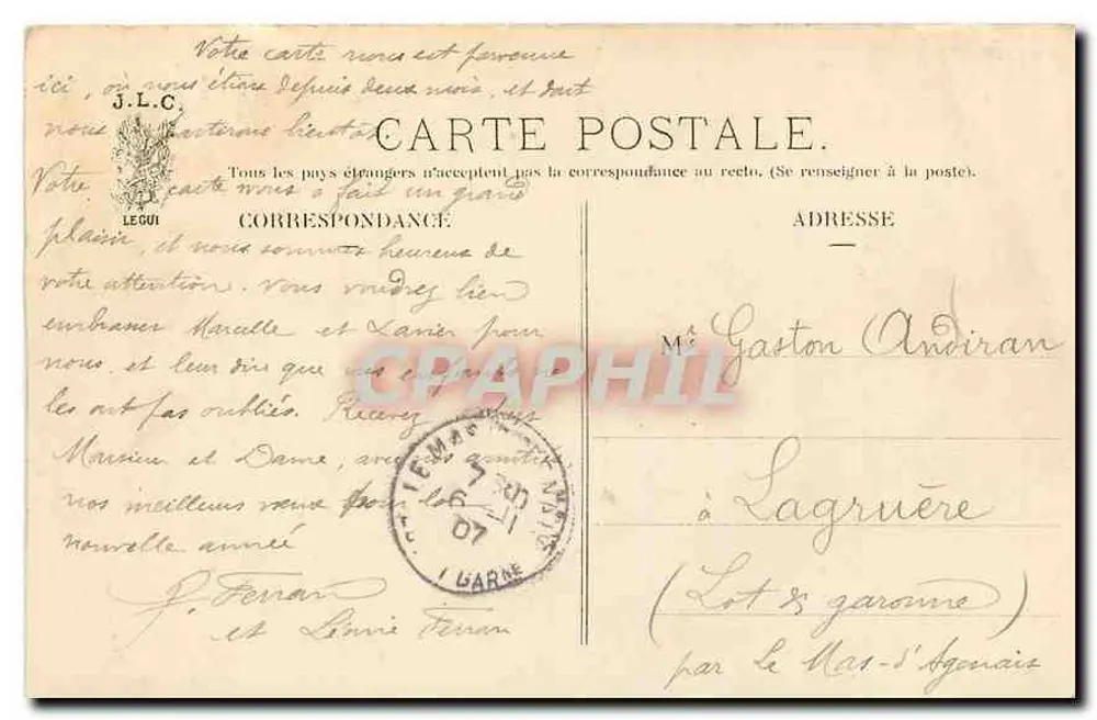 Paris — Le Louvre. Pavillon de Rohan et les Guichets — J. L. C. n°86 - Verso