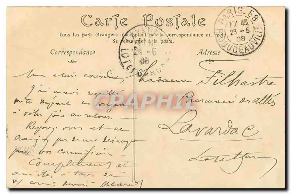 Paris — O Hotel de Ville — editor desconhecido, n° 18 - Verso