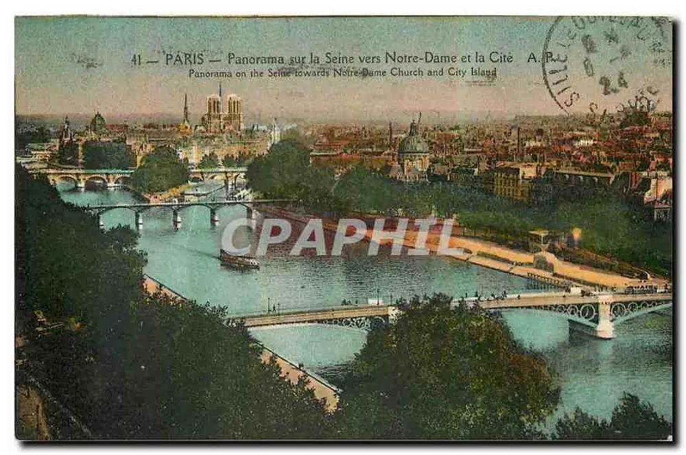 Paris — Panorama über die Seine in Richtung Notre-Dame und die Cité — A. Paris, n°41 - Vorderseite
