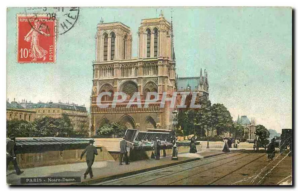 Paris - Notre-Dame — vue de la façade principale, éditeur non visible, n° de série non lisible - Frente