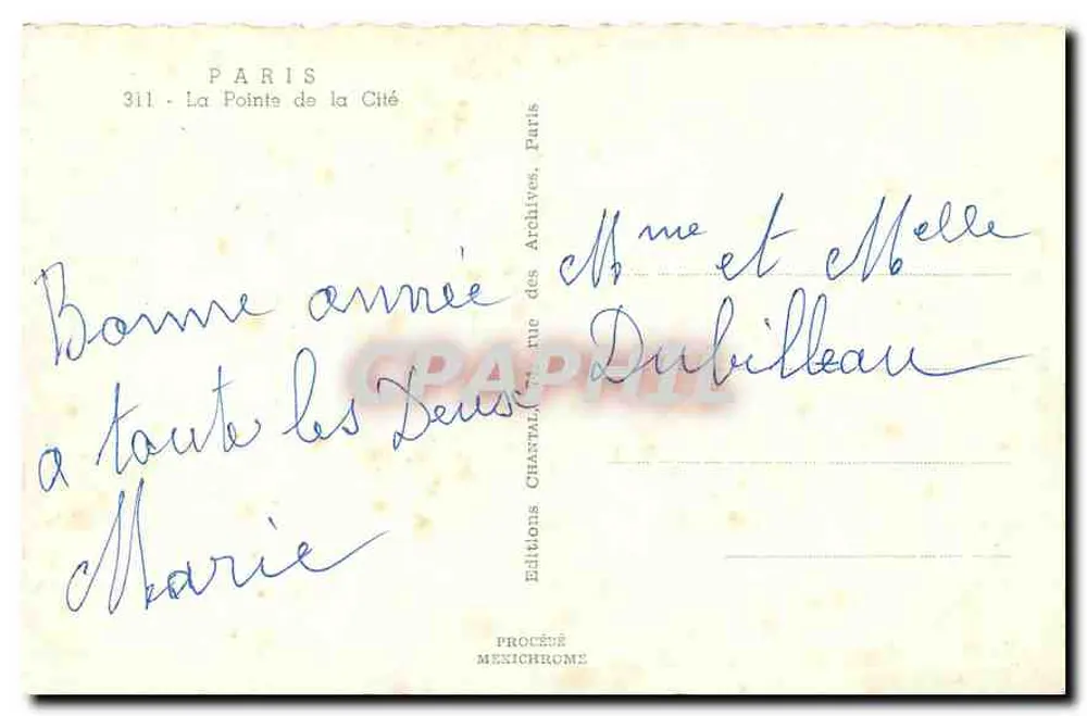 Paris - A Ponta da Cidade — Edições Chantal, Paris - Verso