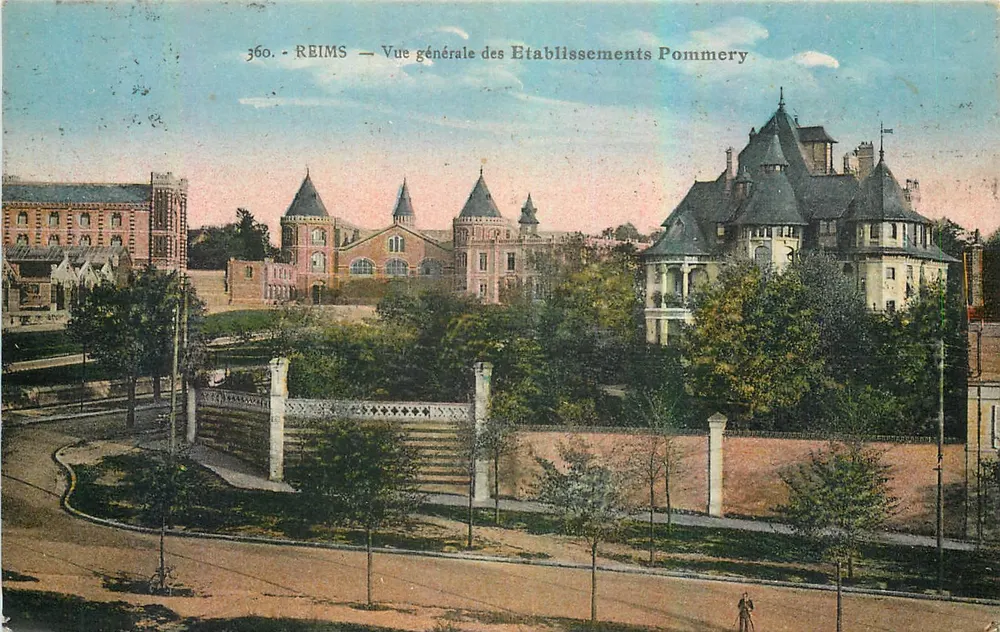 Reims — Vue générale des Etablissements Pommery — Éditeur P. Duppuy, n°360 - Recto
