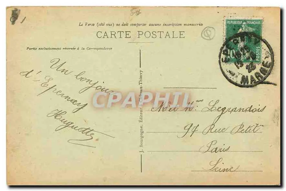 Épernay (Marne) — Stadhuis — J. Bourgegne, Uitgever te Château-Thierry, n°39 - Achterkant