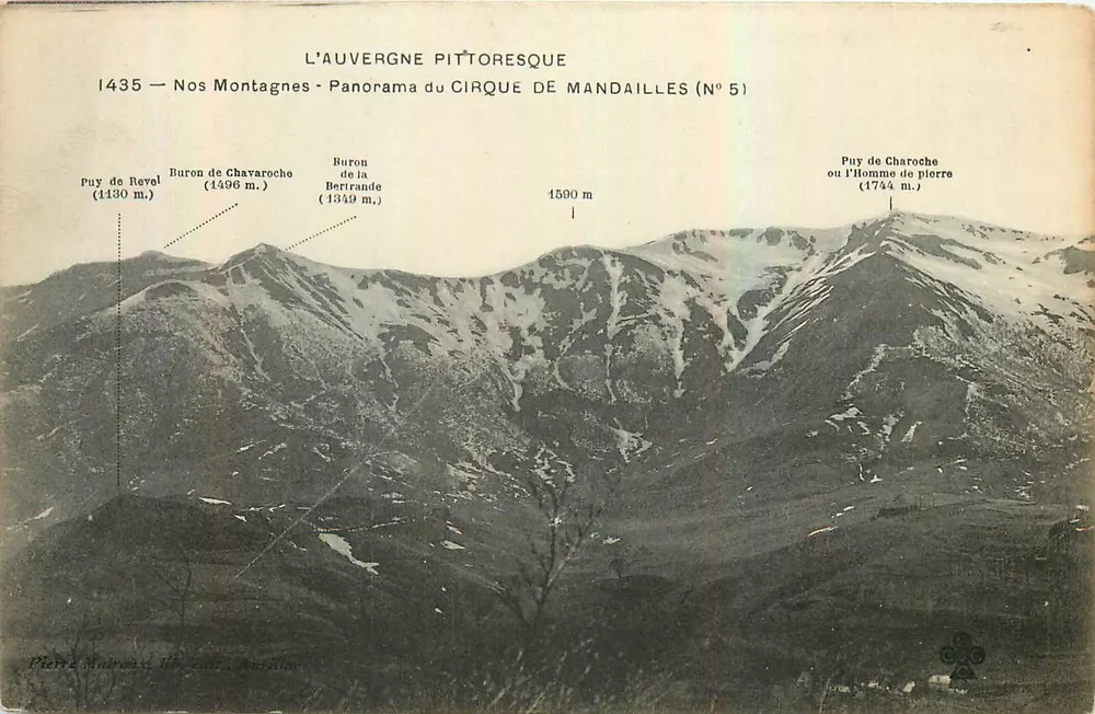 L'Auvergne pittoresque — Panorama du Cirque de Mandailles (N° 5) — Pierre Mulrone, 19e siècle - Recto