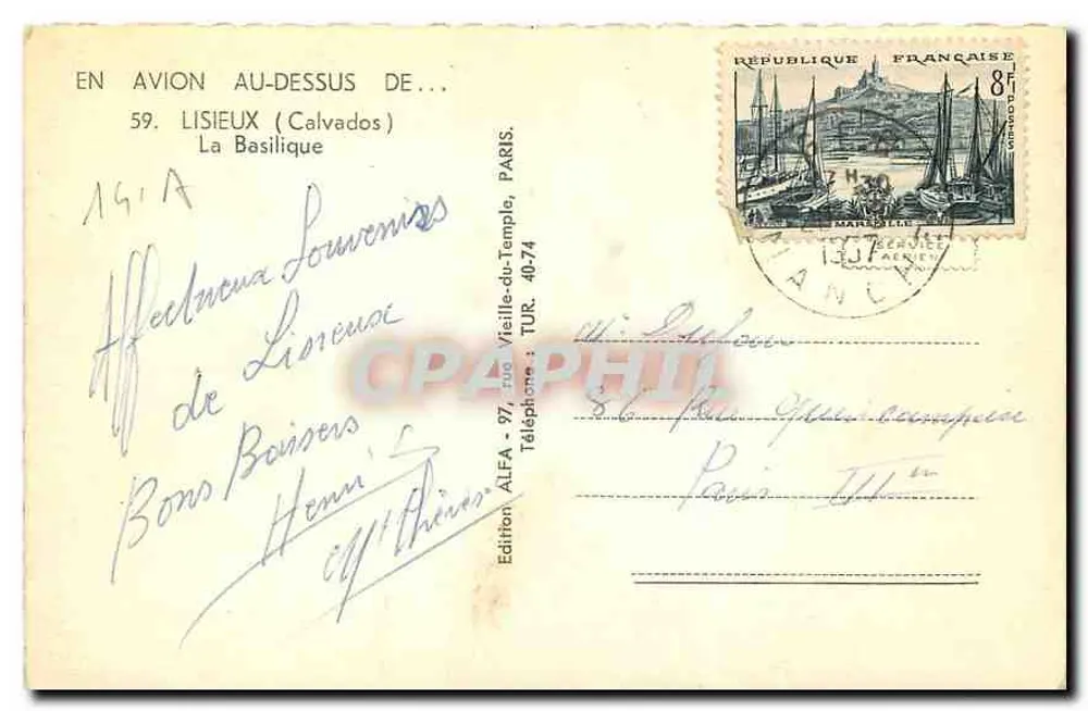 Die Basilika von Lisieux — Luftbild — Ausgabe ALFA, Paris, n° 31 - Rückseite