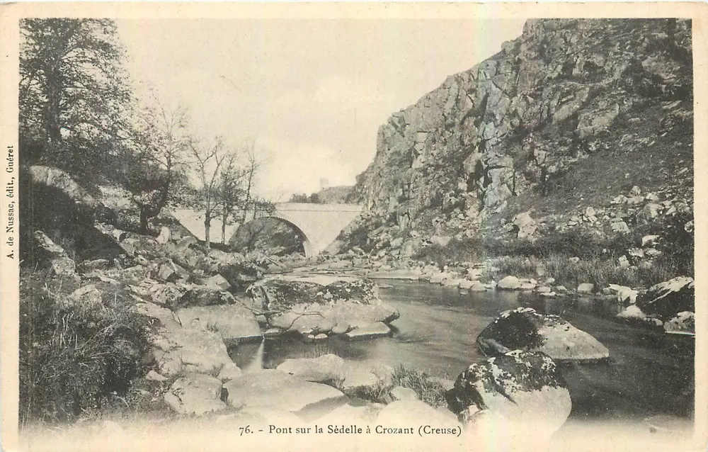 Brug over de Sédelle in Crozant (Creuse) — A. de Nusas, uitgever, Gudret — n° 76 - Voorkant