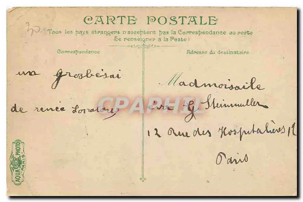 Enfants au Bain — groupe sur une plage de galets — éditeur 'Aqua Photo Paris' n°221 - Verso