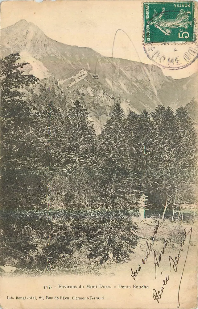 Environs du Mont Dore — Dents Bouche — Lib. Bougé-Béal, 21 Rue de l’Ecu, Clermont-Ferrand - Frente