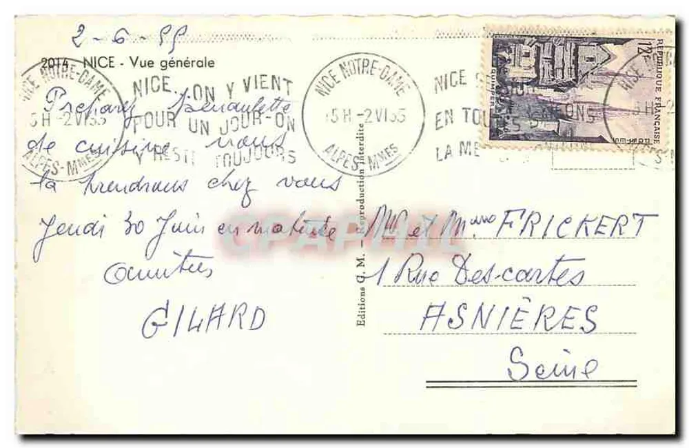 Visão geral de Nice — Editor Q.M. — N° de série 2014 - Verso