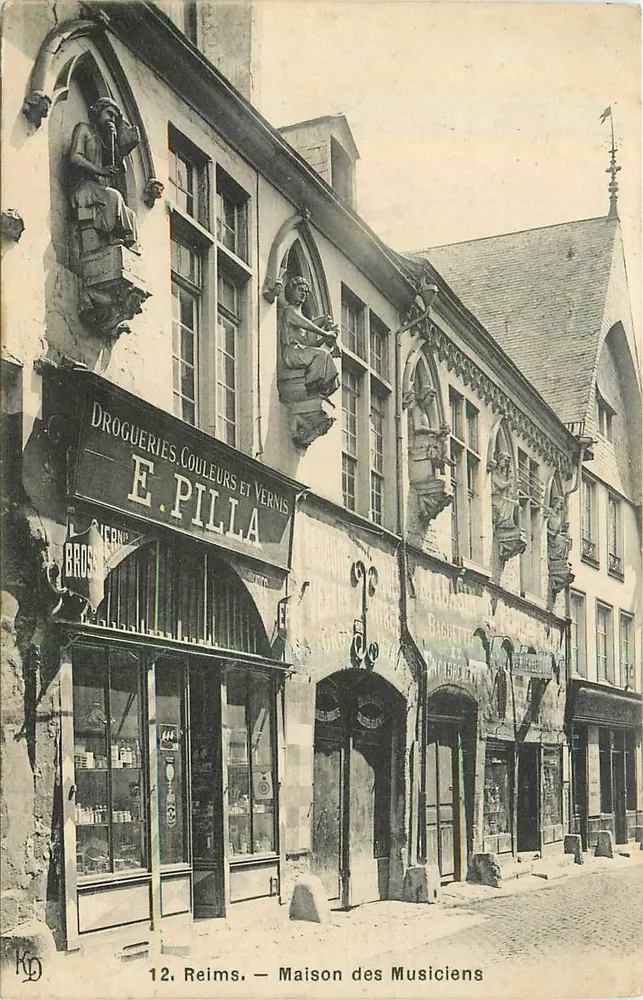 Reims — Maison des Musiciens — E. Pilla, Drogerij, Verf en Lakkens - Voorkant
