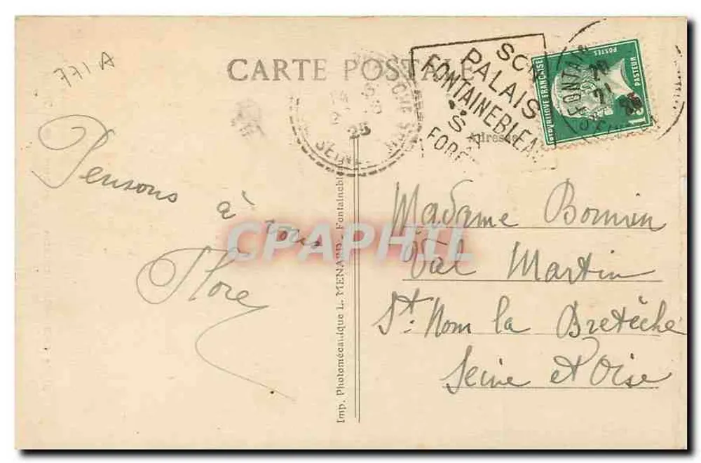 Schloss Fontainebleau — Die Kapelle der Dreifaltigkeit — Künstlerische Sammlung I. M. - Rückseite