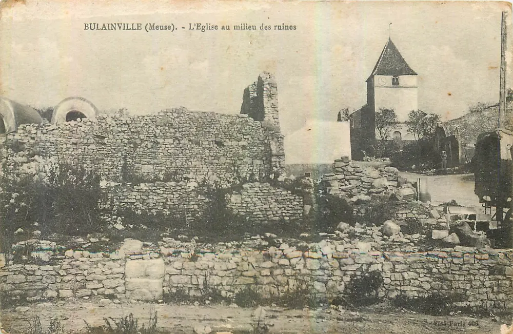 Bulainville (Meuse) — Die Kirche unter den Ruinen — Vieux Paris 408 - Vorderseite