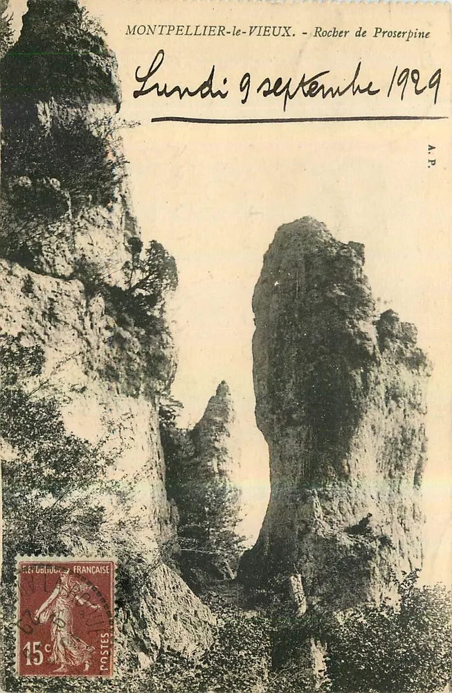 Montpellier-le-Vieux - Rocha de Proserpina — A.P. editora, número de série não visível - Frente