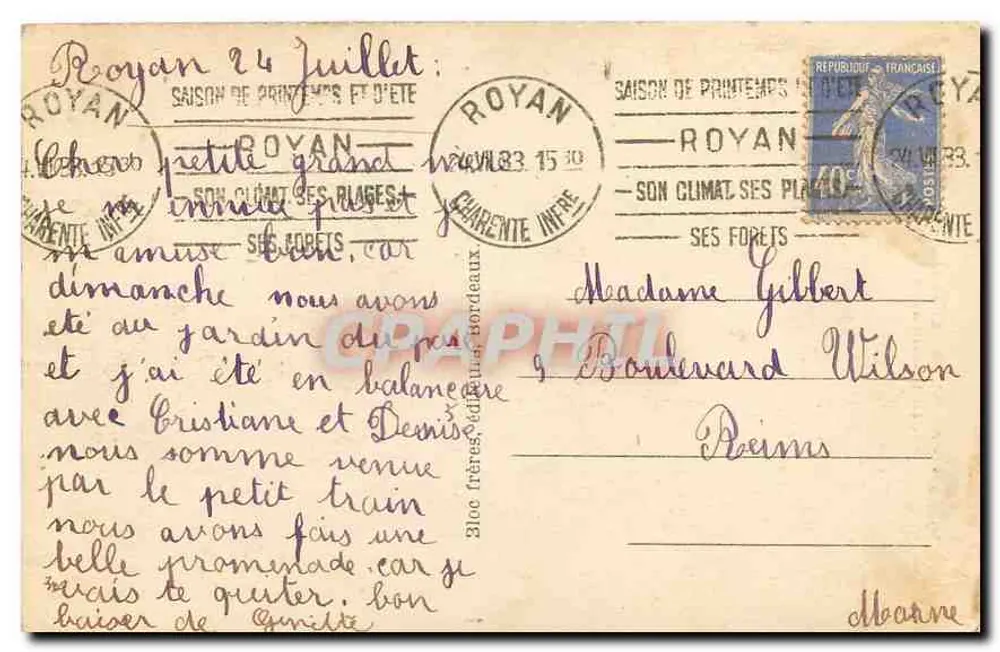 La Grande Côte (Côte d'Argent) — Les Grands Rochers — BR, n°275 - Reverso