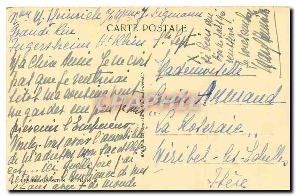 Schiessrothried — Uma vista pitoresca — BRAUN-ÉMILE, Editor, n° 6377 c - Verso