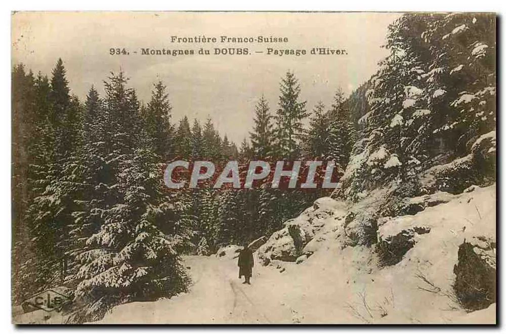 Berge des Doubs — Winterlandschaft — Grenze Frankreich-Schweiz — Verlag C. Ladier Besançon, Nr. 934 - Vorderseite