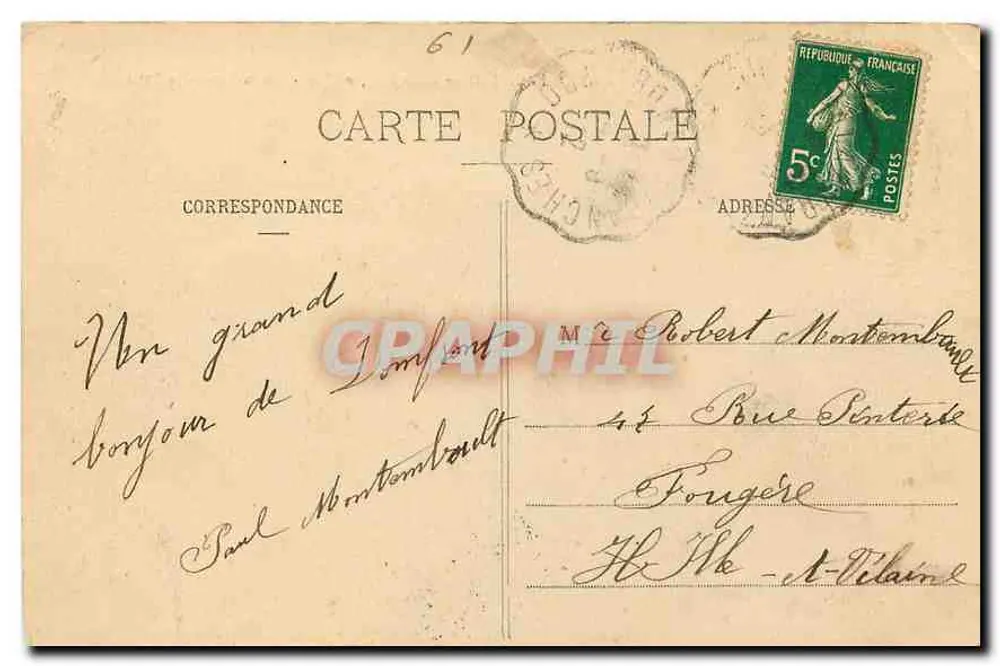 Domfront (Orne) - Der Bergfried - Ansicht vom Ste-Anne-Hügel - Rückseite