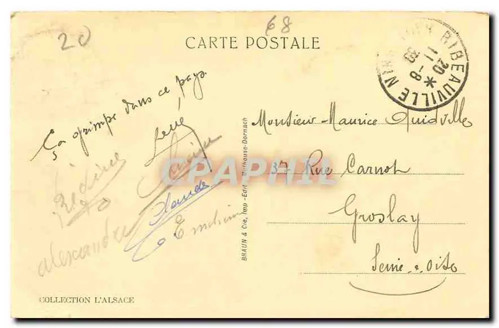 Ribeauvillé — Castello di San Ulrico — editore Braun & Cie, serie 68 - Verso