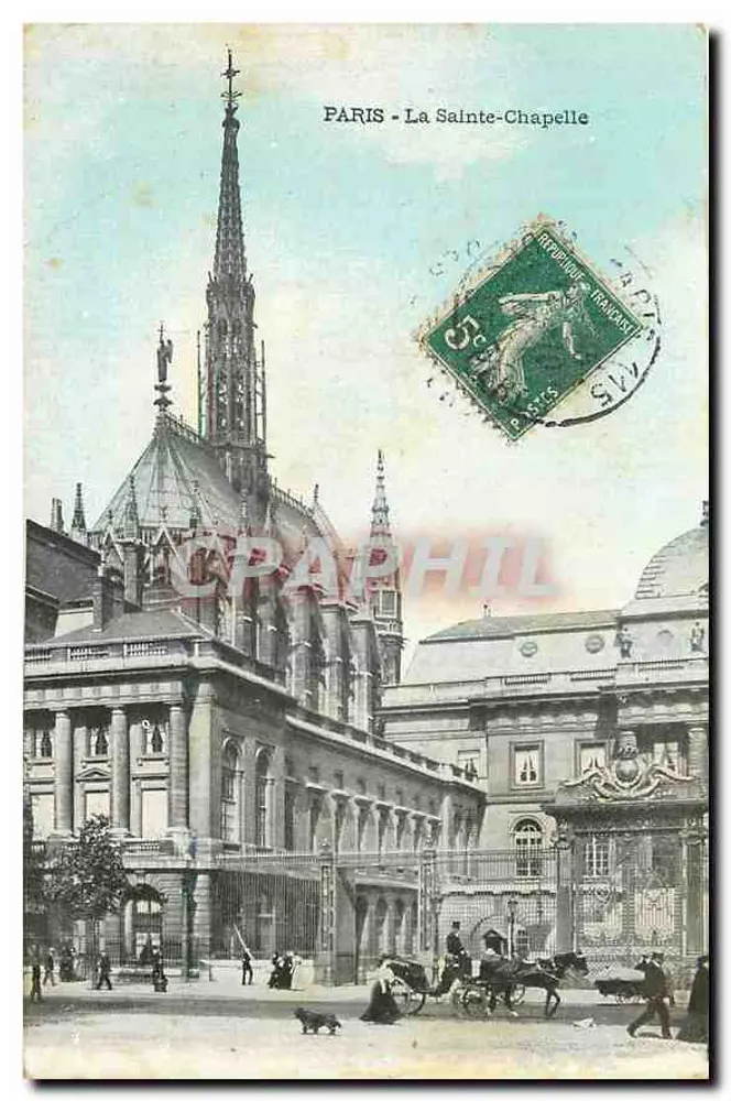 Paris - La Sainte-Chapelle — vue de l'édifice avec son clocher gothique et la place devant, éditeur 'C. P. A. Paris' n° 130 - Frente