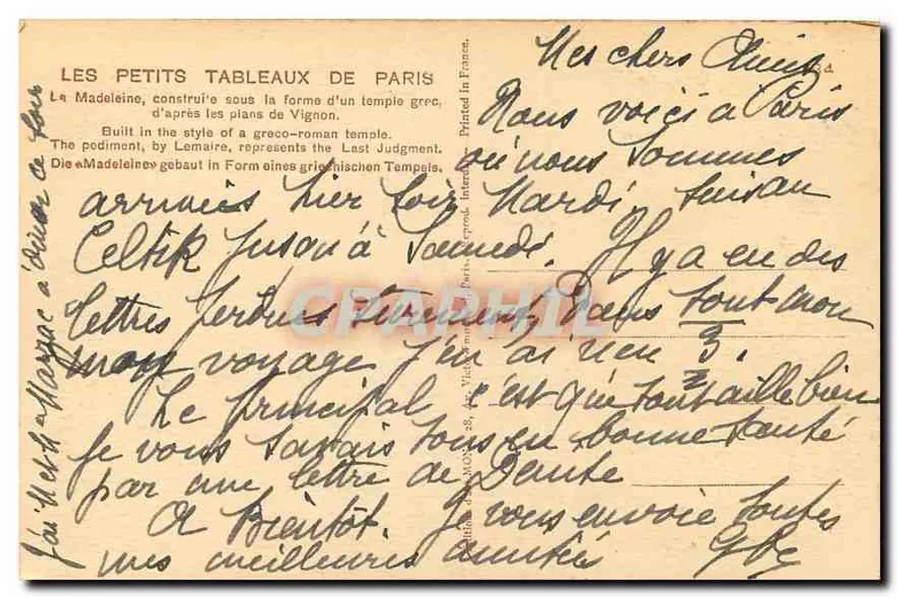 Les Petits Tableaux de Paris — A Madeleine — Mong - Verso