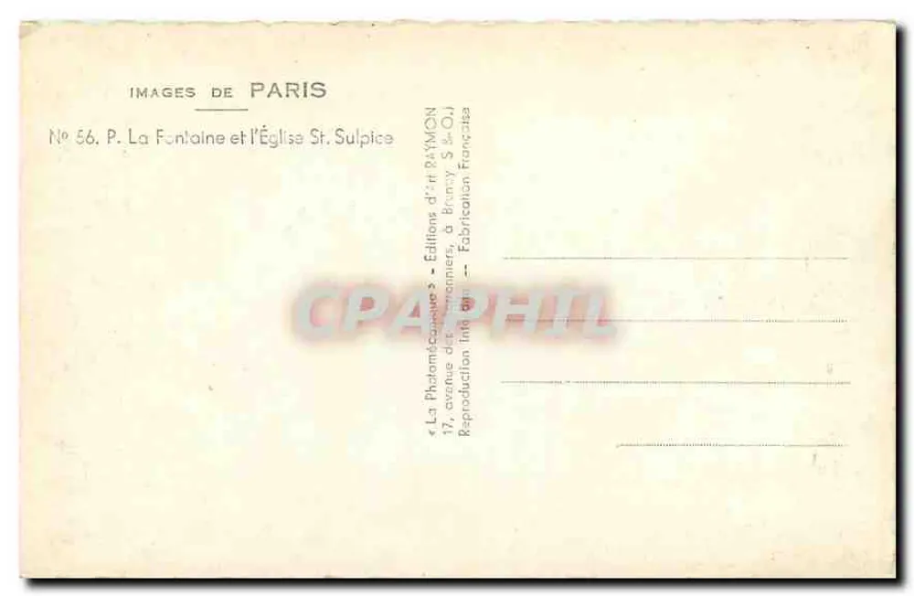 Fontäne und Kirche Saint-Sulpice — Paris — Kunstverlag DAIMON - Rückseite