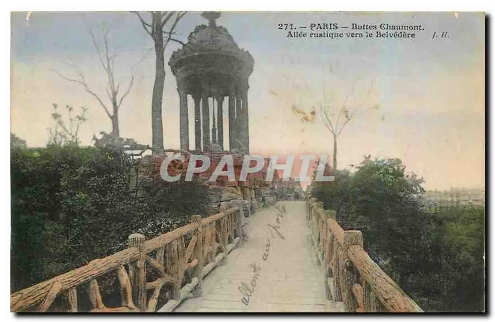Paris — Buttes Chaumont. Allée rustique vers le Belvédère — J. H. n°271 - Recto