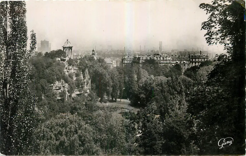 Paris - Jardins das Buttes Chaumont — vista panorâmica — Gamy - Frente