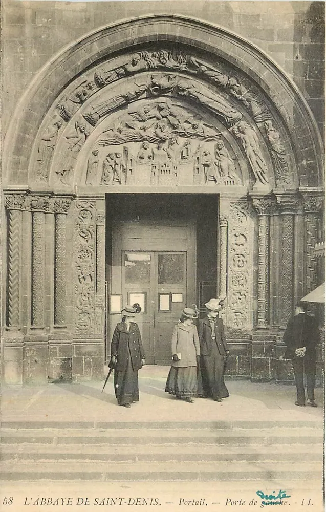A ABBADIA DE SAINT-DENIS — Portal — Porta esquerda — editor Veuve L. L. - n° 58 - Frente