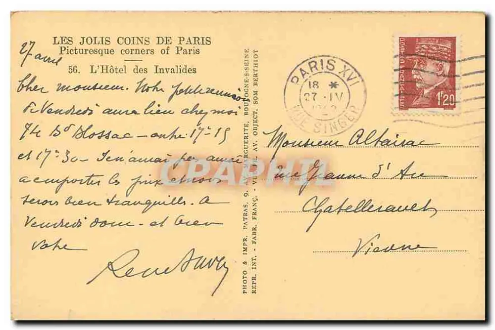 L'Hôtel des Invalides — Paris — Patras - Verso
