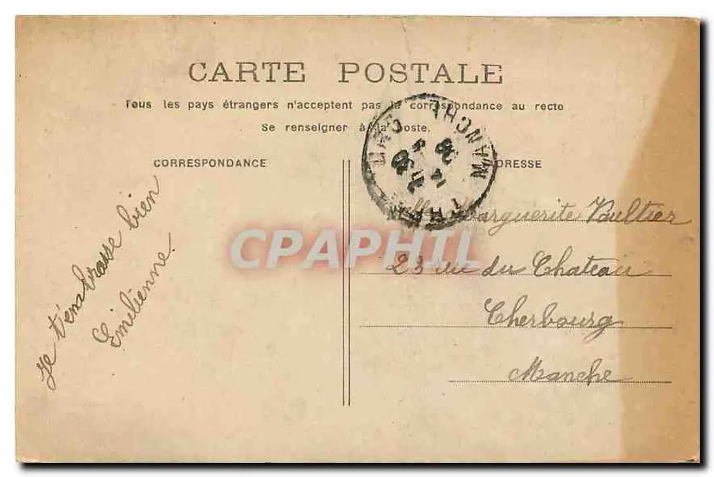 Paris - A Santa Capela — vista do edifício com selo de 5c República Francesa e carimbo postal - Verso