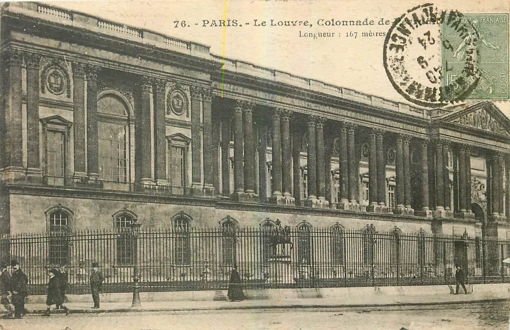 Paris - O Louvre, Colunata de 167 metros — J. Bihen, Ed. Paris, n° 76 - Frente