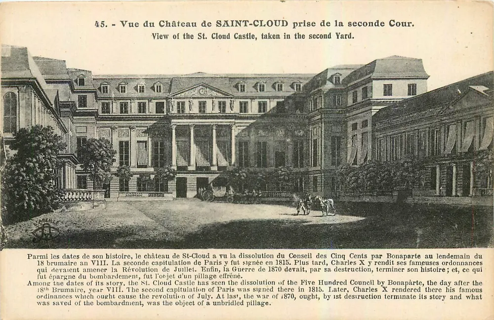 Castle of Saint-Cloud — View taken from the second courtyard — Phototype l'Abellion, Paris, no. 45 - Front