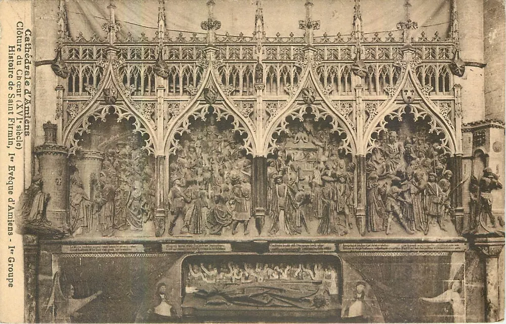 Kathedrale von Amiens — Chorbank (17. Jahrhundert) — 1. Gruppe — 1. Bischof von Amiens — Edition E. Régnaut - Vorderseite