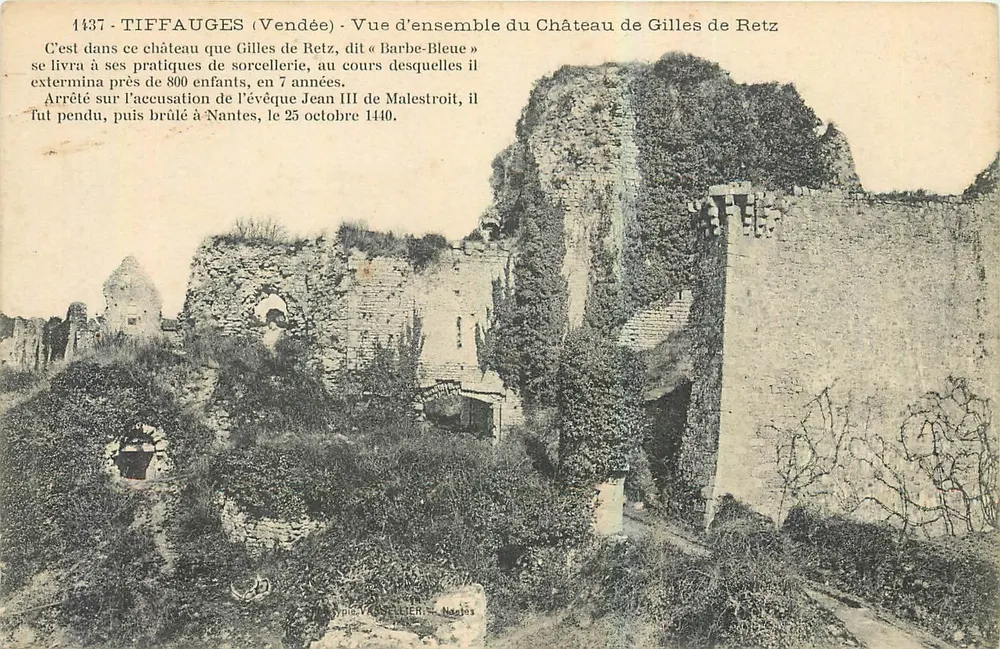 Tiffauges (Vendée) — Übersicht des Schlosses Gilles de Retz genannt « Blaubeard » — Typ. Vasselier, Nantes - Vorderseite