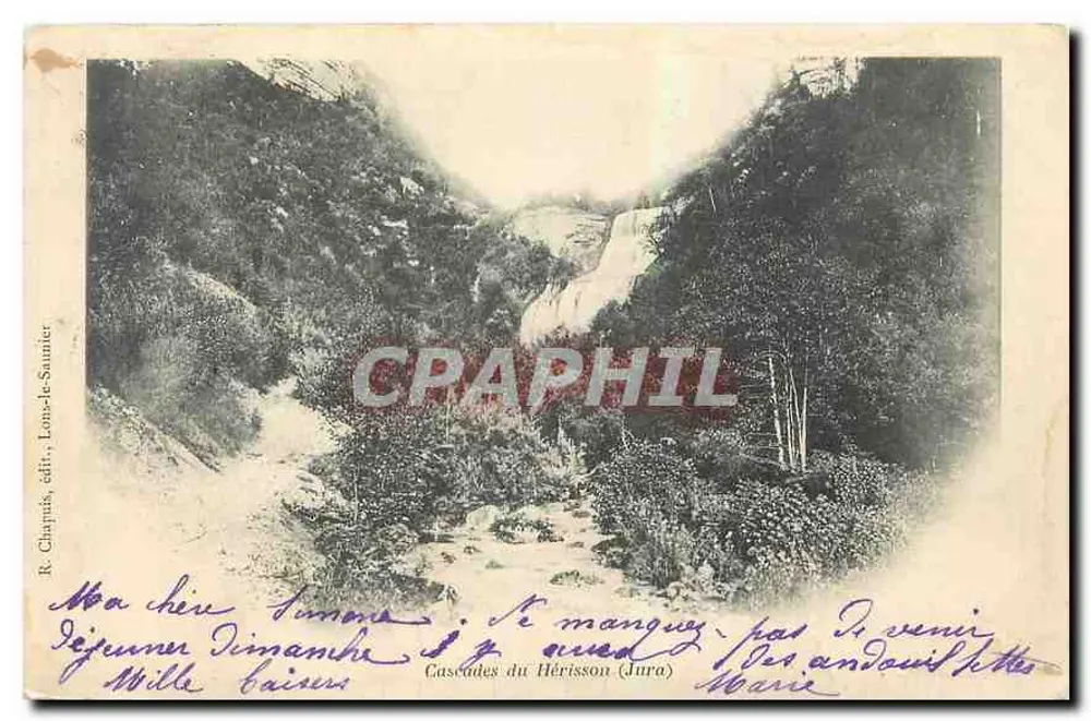 Cascades do Hérisson (Jura) — vista da cascata em um canyon — R. Chapuis, editor, Lons-le-Saunier - Frente