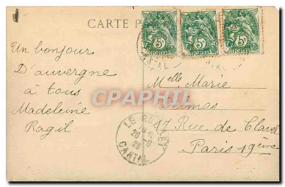Das pittoreske Cantal — Gipfel des Flemb du Cantal (1858 m.) — Serie 436 - Rückseite