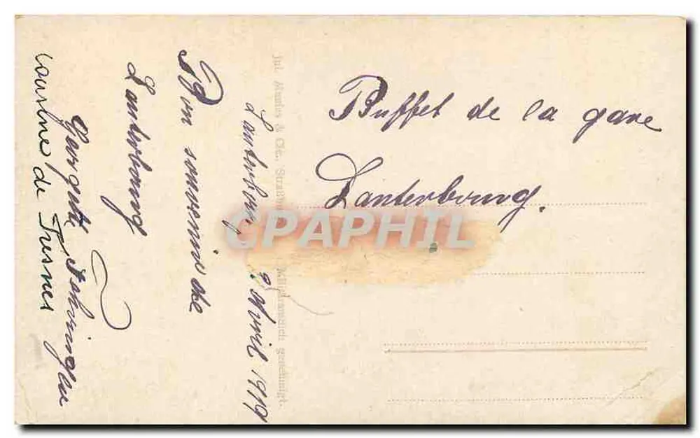 Jovem mulher em traje tradicional — Lothringerie — editor J. Audry & Cie, Strasbourg - Verso