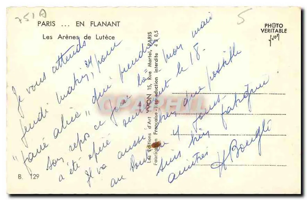 De Arenen van Lutèce — Parijs — Edities van Kunst Yvon, Parijs - Achterkant