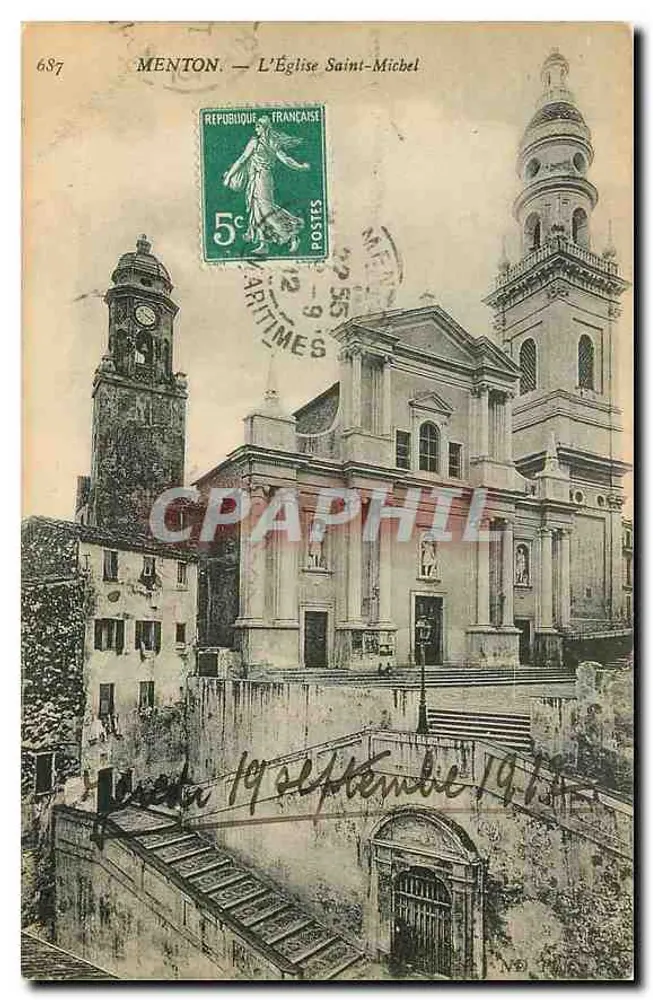 Menton — A Igreja de São Miguel — editor Christian de Claraz, n° 687 - Frente