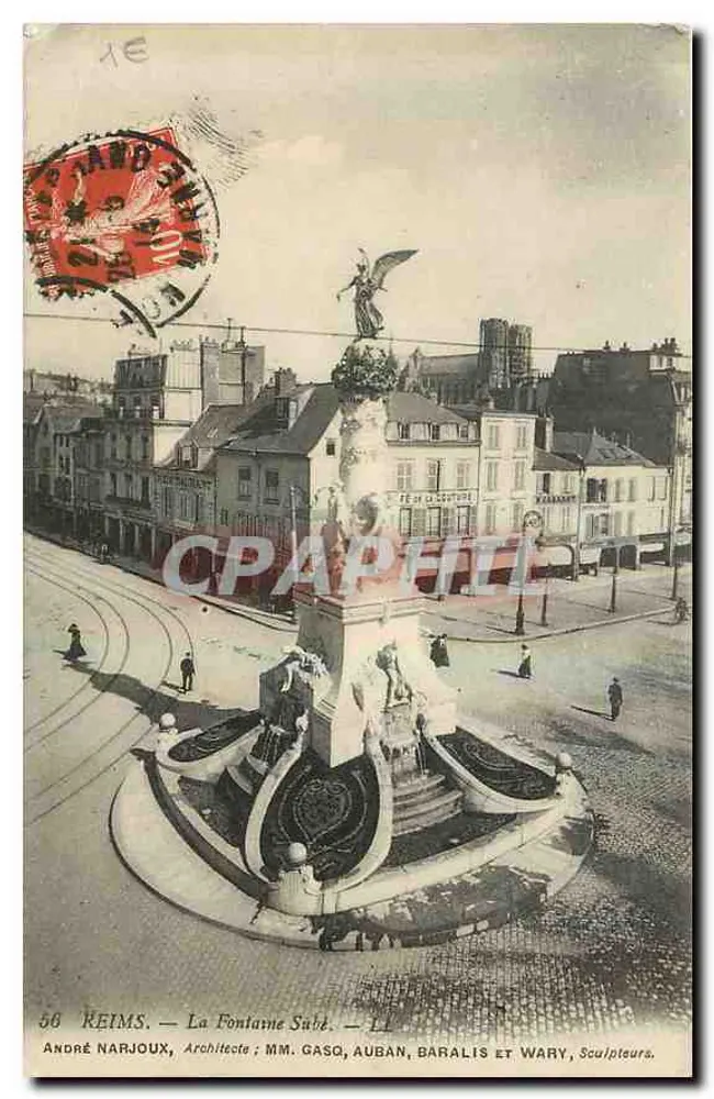 Reims — La Fontaine Sabé — André Narjoux, Architetto ; MM. Gasq, Auban, Baralis et Wary, Scultori. - Recto